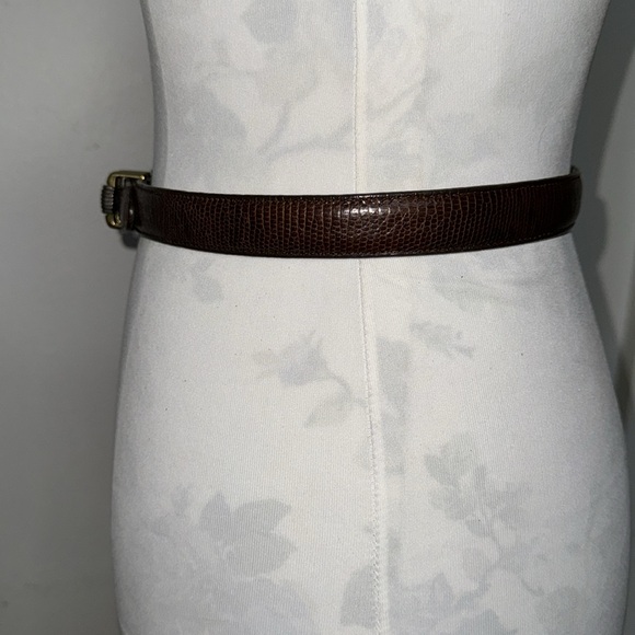 Brighton Classics 4B608 Brown Leather Snakelike Textured Two Tone Buckle Belt - Picture 3 of 7